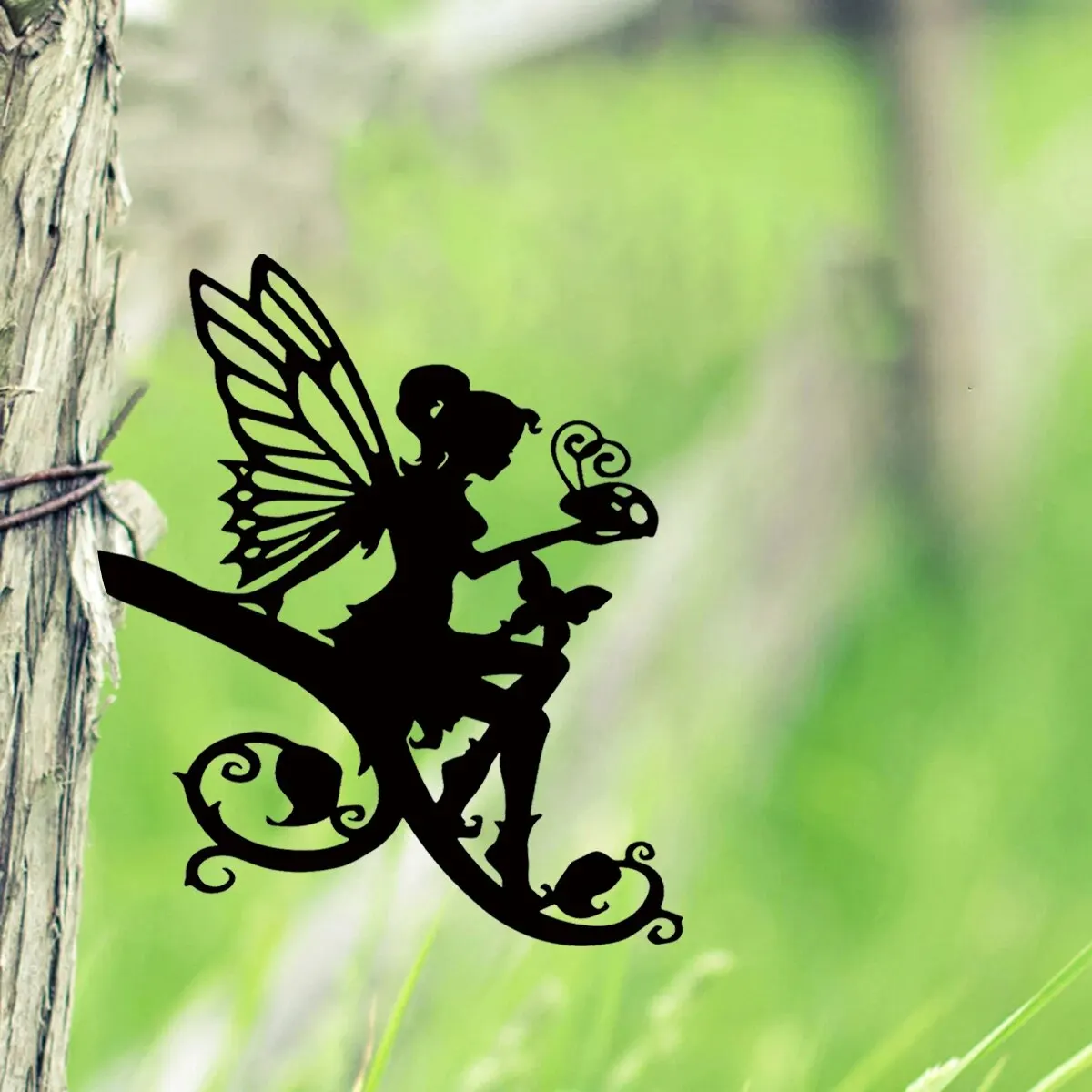 Metal Fairies/Witch on a Branch,Steel Silhouette Metal Fairies/WitchTree Art Garden Backyard Patio Outdoor Decor Metal Fairies/Witch on a Branch,Steel Silhouette Metal Fairies/WitchTree Art Garden Backyard Patio Outdoor Decor
