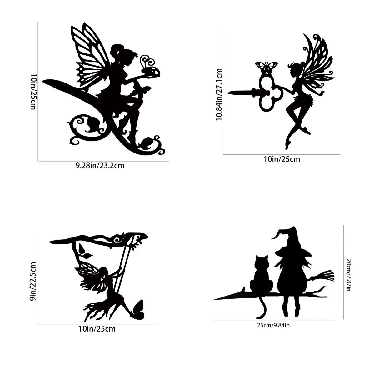 Metal Fairies/Witch on a Branch,Steel Silhouette Metal Fairies/WitchTree Art Garden Backyard Patio Outdoor Decor Metal Fairies/Witch on a Branch,Steel Silhouette Metal Fairies/WitchTree Art Garden Backyard Patio Outdoor Decor