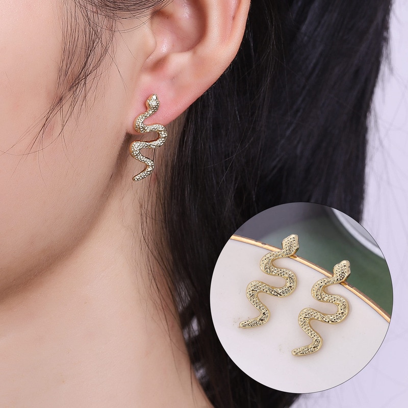 Metal Fashion Snake Drop Earrings
