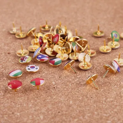 Metal Flag Push Pins (100pcs)