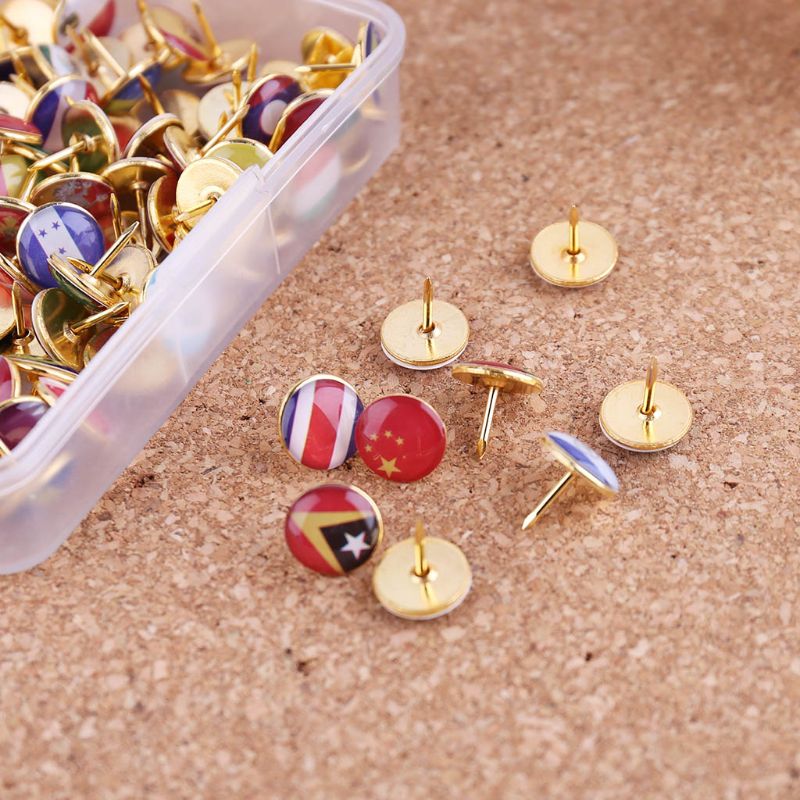 Metal Flag Push Pins (100pcs)