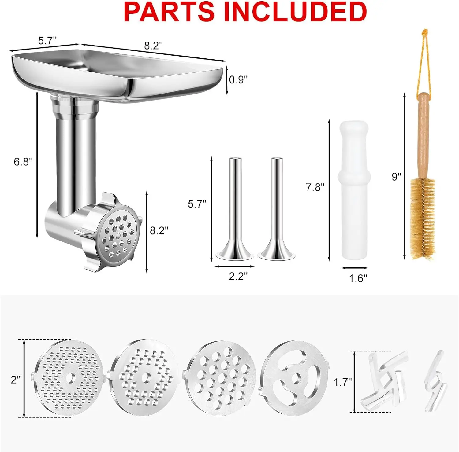 Metal Food Grinder Attachments for all KitchenAid chef and Cuisinart Stand Mixers SM-50 Series. Meat Grinders, Sausage