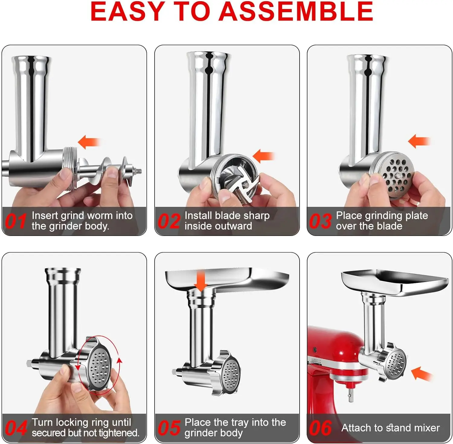 Metal Food Grinder Attachments for all KitchenAid chef and Cuisinart Stand Mixers SM-50 Series. Meat Grinders, Sausage