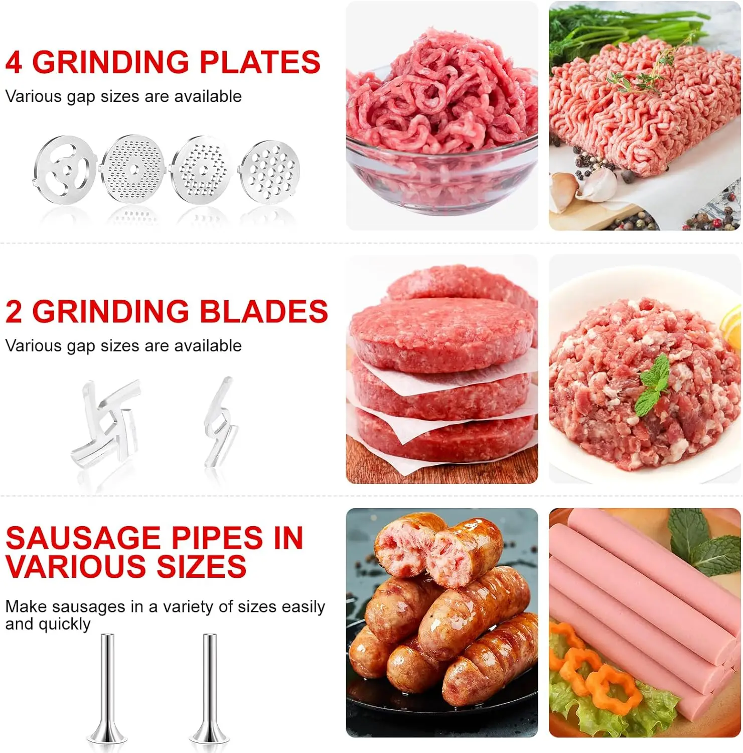 Metal Food Grinder Attachments for all KitchenAid chef and Cuisinart Stand Mixers SM-50 Series. Meat Grinders, Sausage