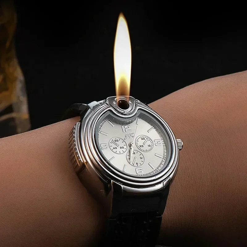 Metal Gas Watch Lighter – Refillable Windproof Lighter Integrated into a Stylish Wristwatch Metal Gas Watch Lighter – Refillable Windproof Lighter Integrated into a Stylish Wristwatch