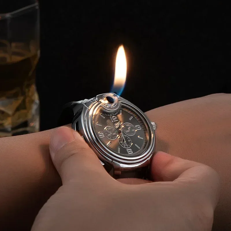 Metal Gas Watch Lighter – Refillable Windproof Lighter Integrated into a Stylish Wristwatch Metal Gas Watch Lighter – Refillable Windproof Lighter Integrated into a Stylish Wristwatch