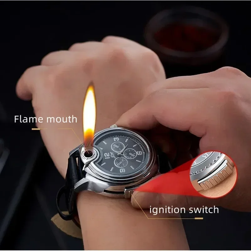Metal Gas Watch Lighter – Refillable Windproof Lighter Integrated into a Stylish Wristwatch Metal Gas Watch Lighter – Refillable Windproof Lighter Integrated into a Stylish Wristwatch