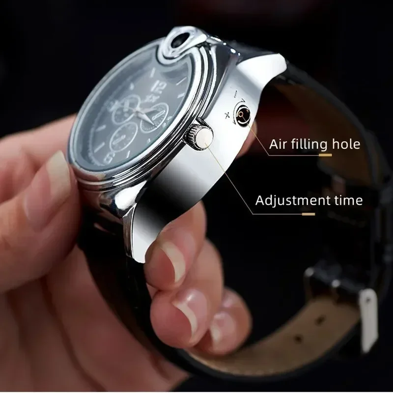 Metal Gas Watch Lighter – Refillable Windproof Lighter Integrated into a Stylish Wristwatch Metal Gas Watch Lighter – Refillable Windproof Lighter Integrated into a Stylish Wristwatch