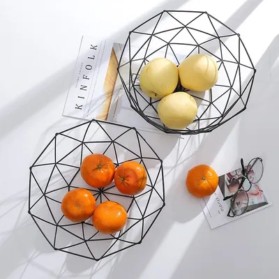 Metal Hexagonal Geometric Fruit Bowl