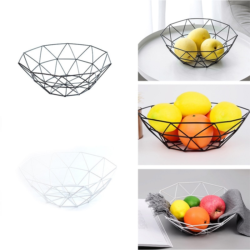 Metal Hexagonal Geometric Fruit Bowl
