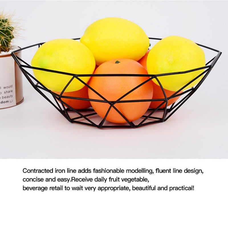 Metal Hexagonal Geometric Fruit Bowl