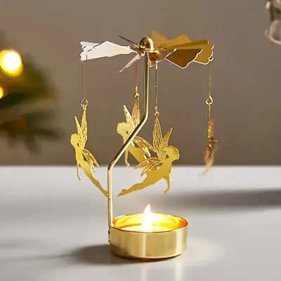 Metal Hot Rotating Candle Holder Christmas Rotating Candle Holder Dinner Party Wedding Party Candle Holder Decoration