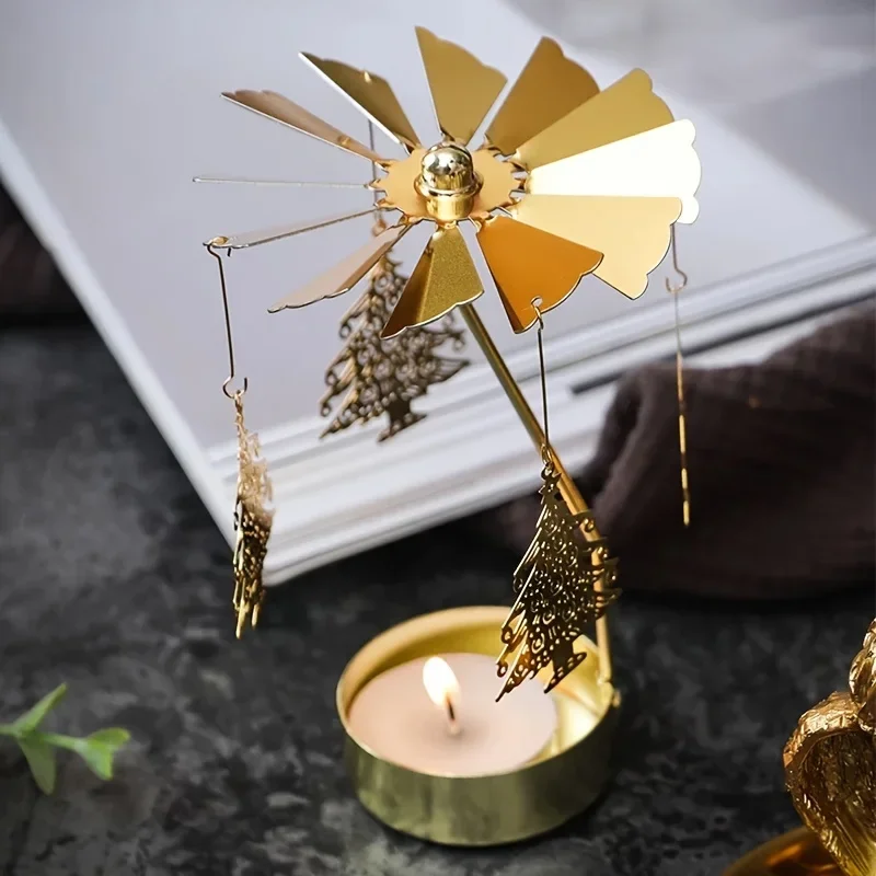 Metal Hot Rotating Candle Holder Christmas Rotating Candle Holder Dinner Party Wedding Party Candle Holder Decoration