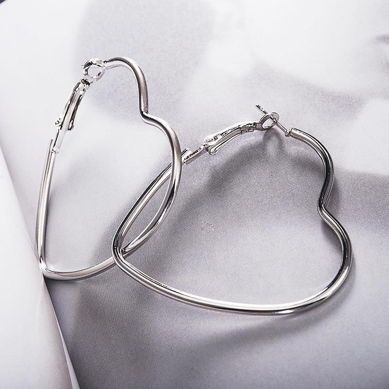 Metal Large Heart Hoop Earrings