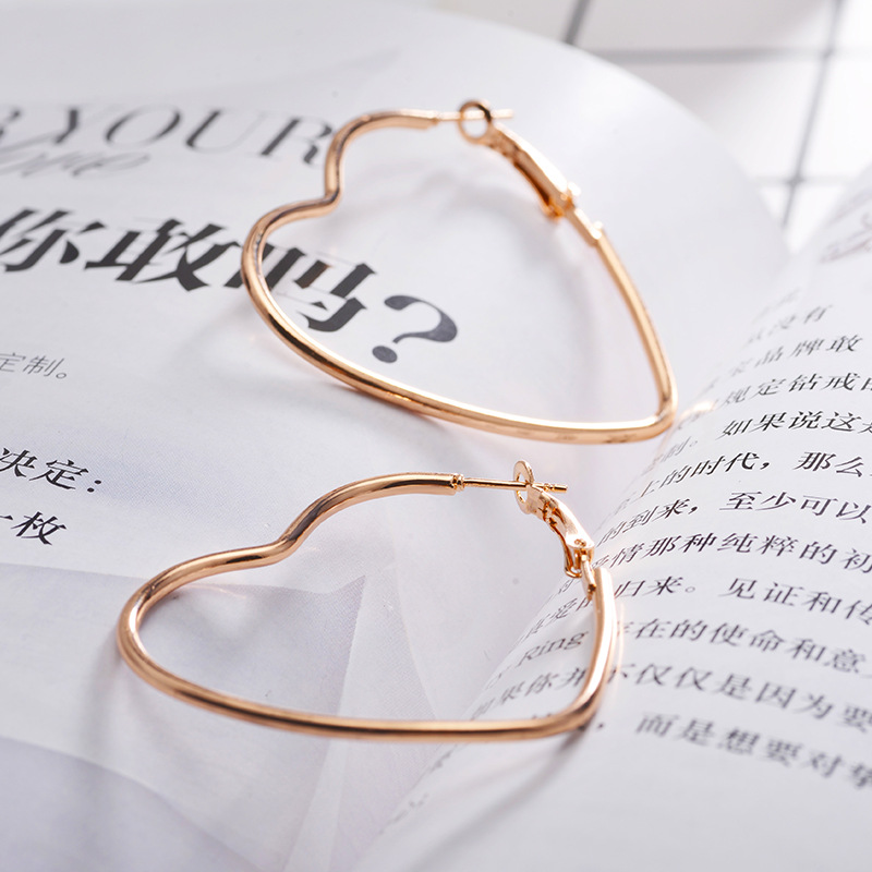 Metal Large Heart Hoop Earrings
