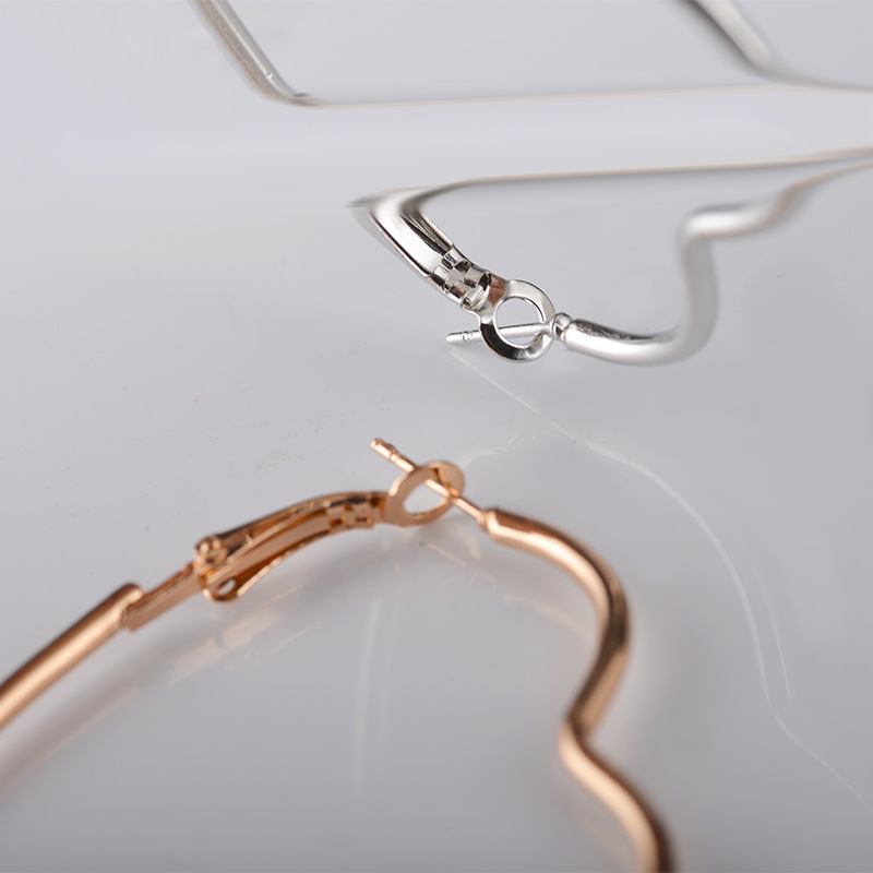 Metal Large Heart Hoop Earrings