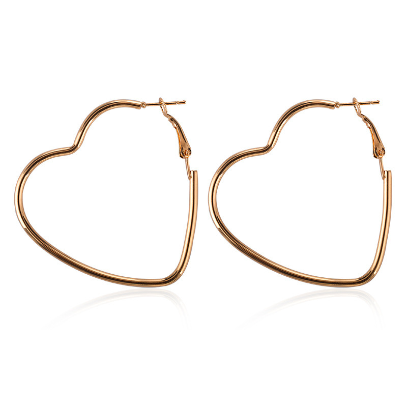 Metal Large Heart Hoop Earrings