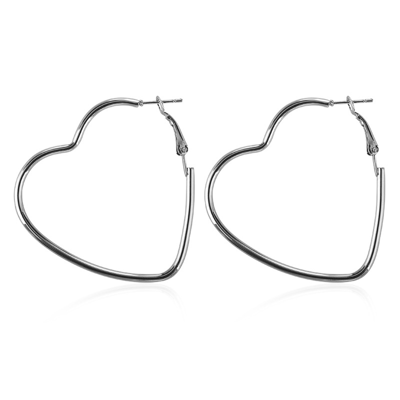 Metal Large Heart Hoop Earrings
