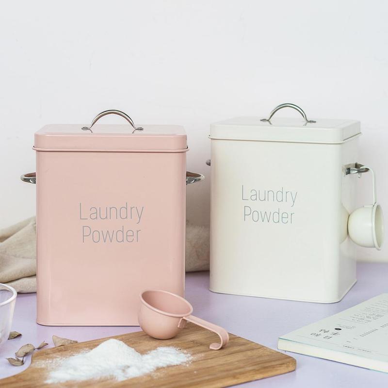 Metal Laundry Powder Box with Scoop