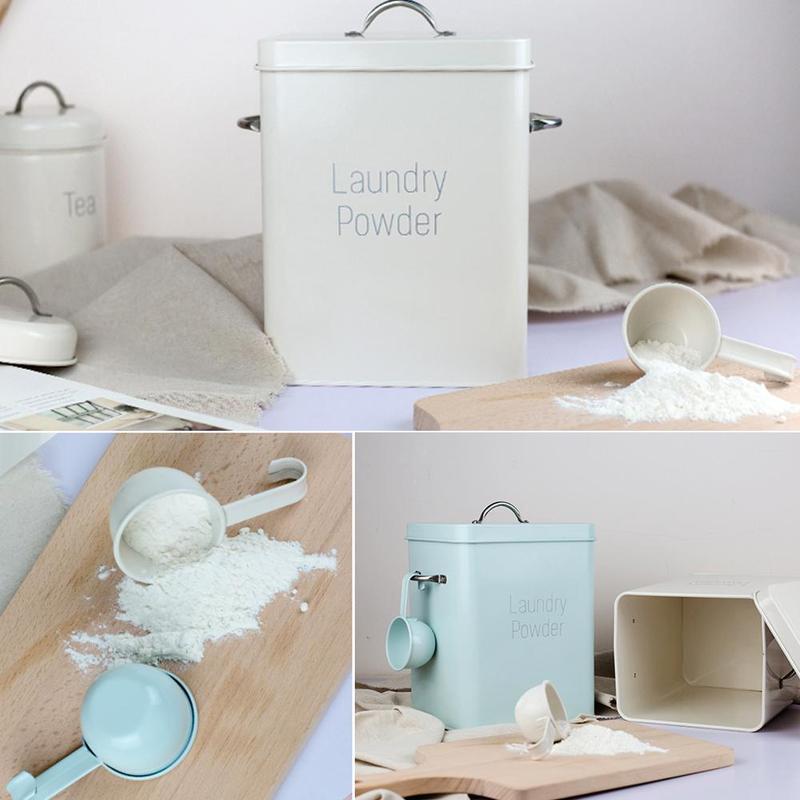 Metal Laundry Powder Box with Scoop