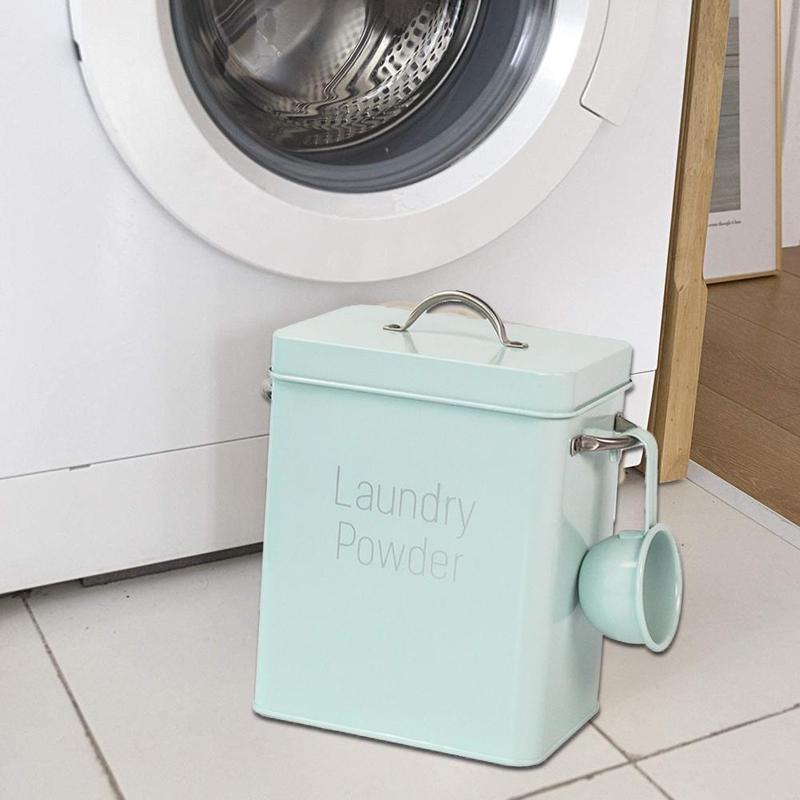 Metal Laundry Powder Box with Scoop