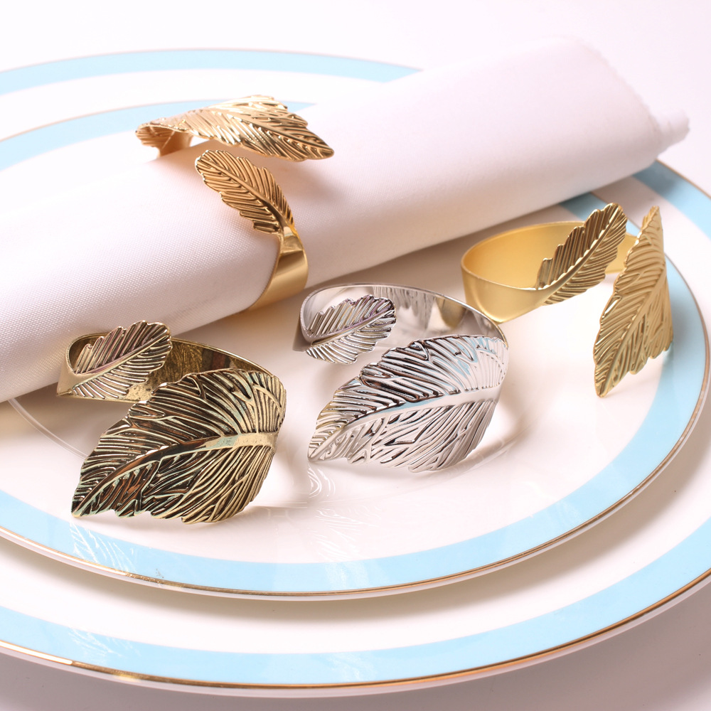Metal Leaves Napkin Rings (4pcs)