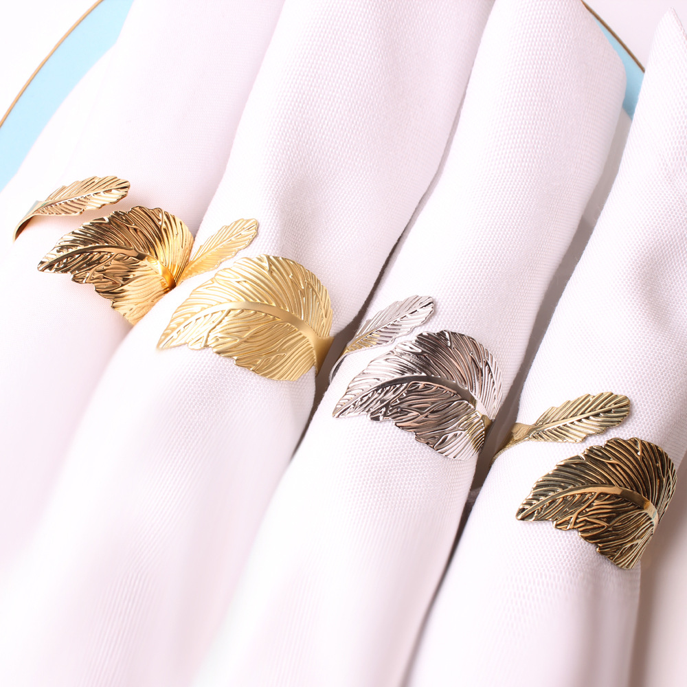 Metal Leaves Napkin Rings (4pcs)