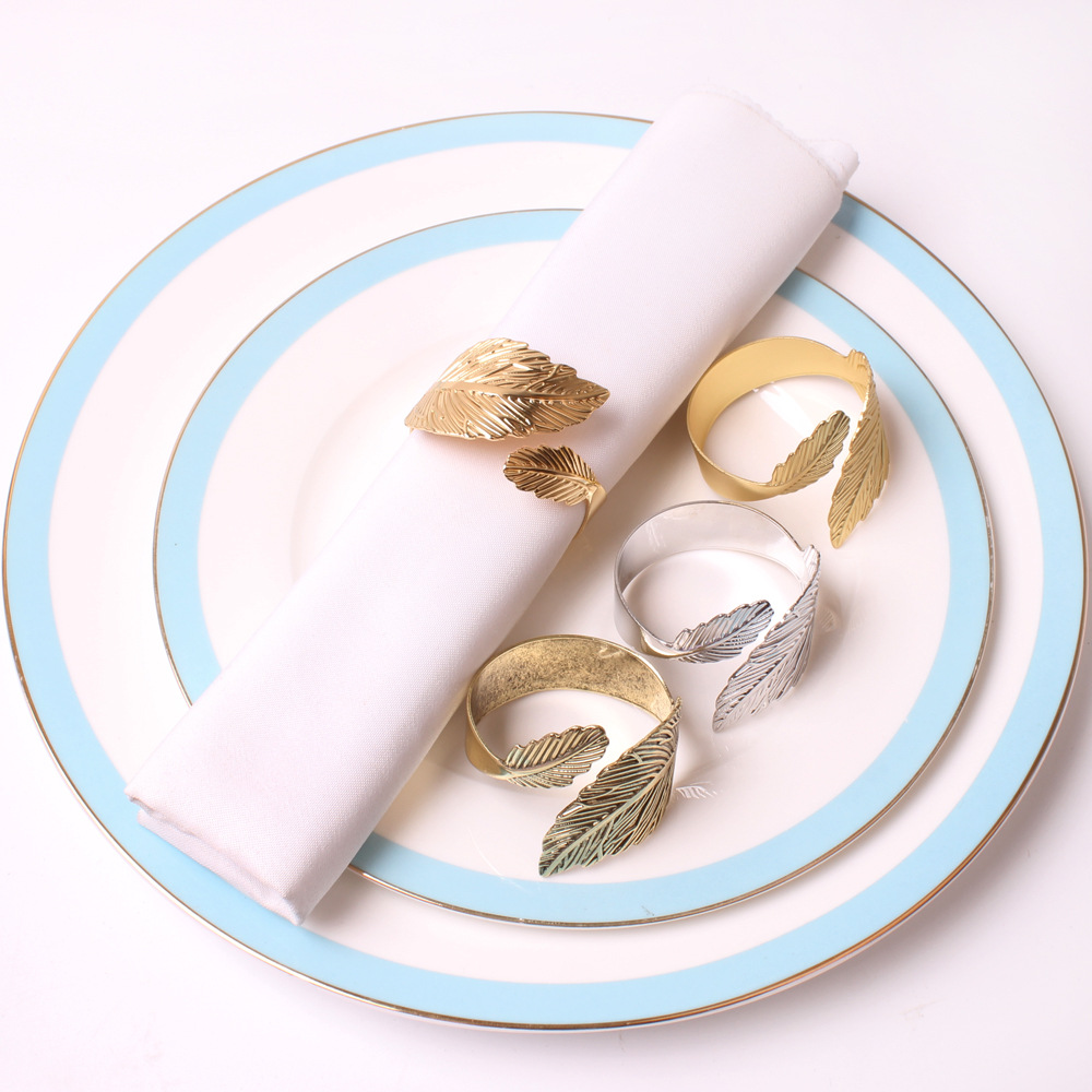 Metal Leaves Napkin Rings (4pcs)