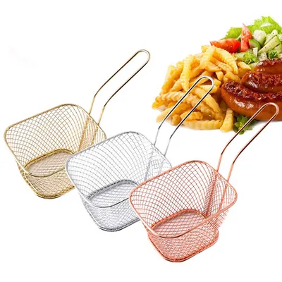 Metal Mesh French Fries Serving Basket Metal Mesh French Fries Serving Basket