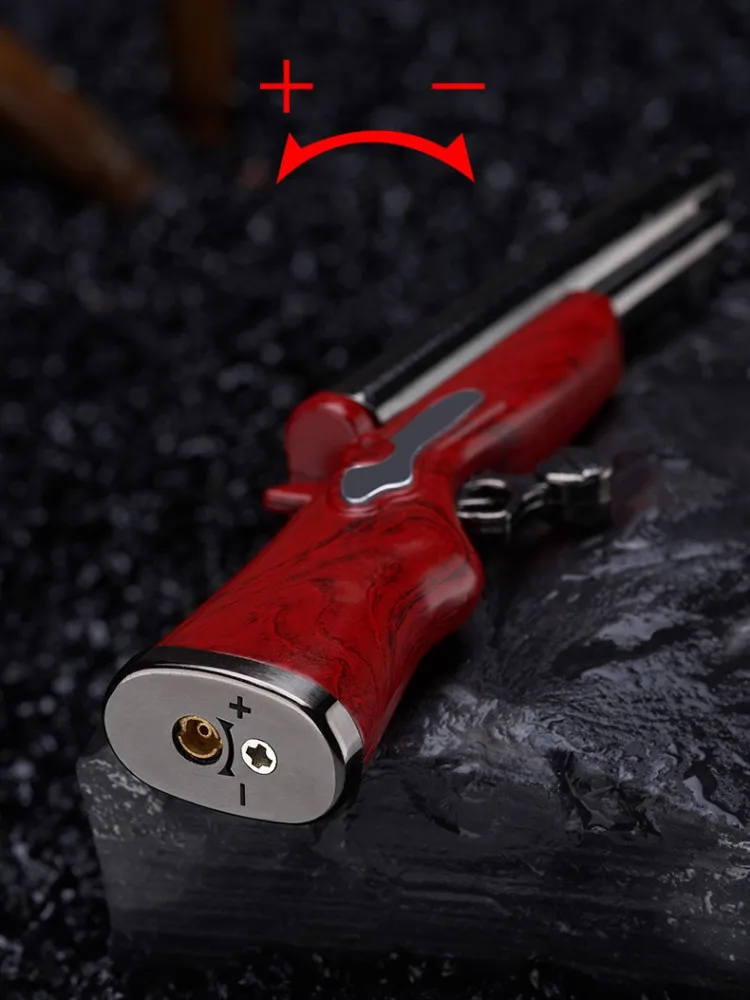 Metal Mini Gun Dual Fire Butane Gas Lighter Press Ignition Open Flame Smoking Accessories Gifts For Men