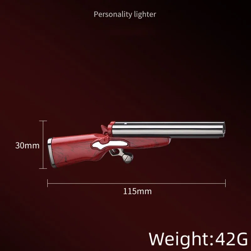 Metal Mini Gun Dual Fire Butane Gas Lighter Press Ignition Open Flame Smoking Accessories Gifts For Men