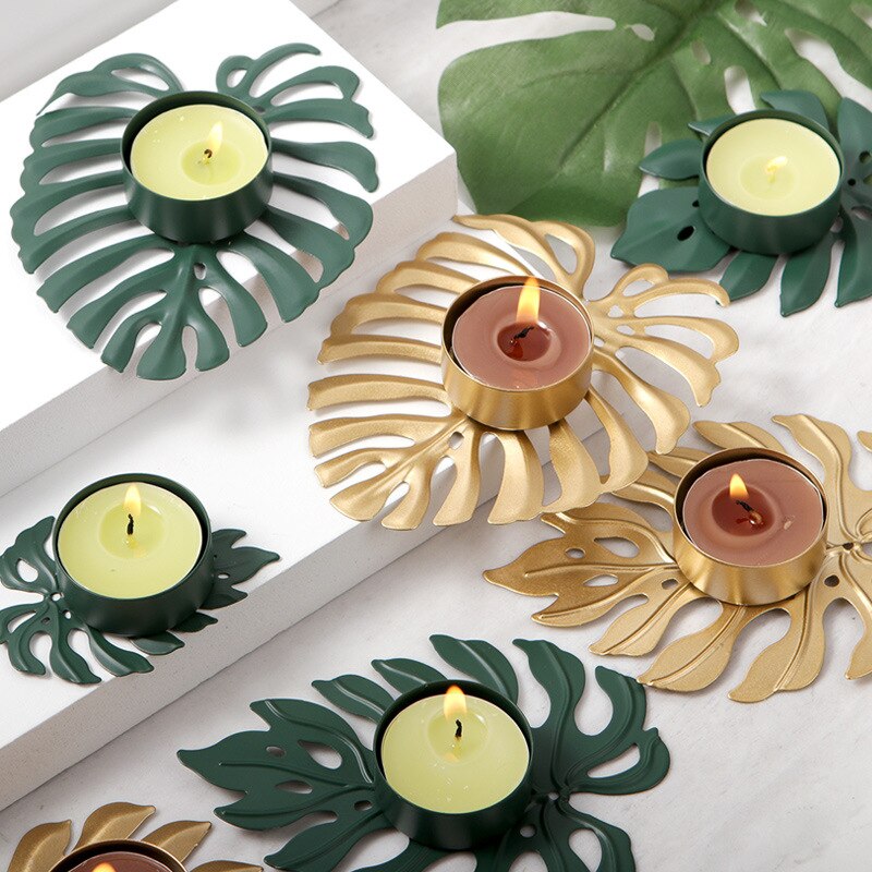 Metal Palm Leaf Candle Holder