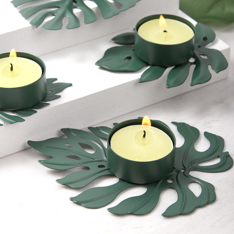 Metal Palm Leaf Candle Holder