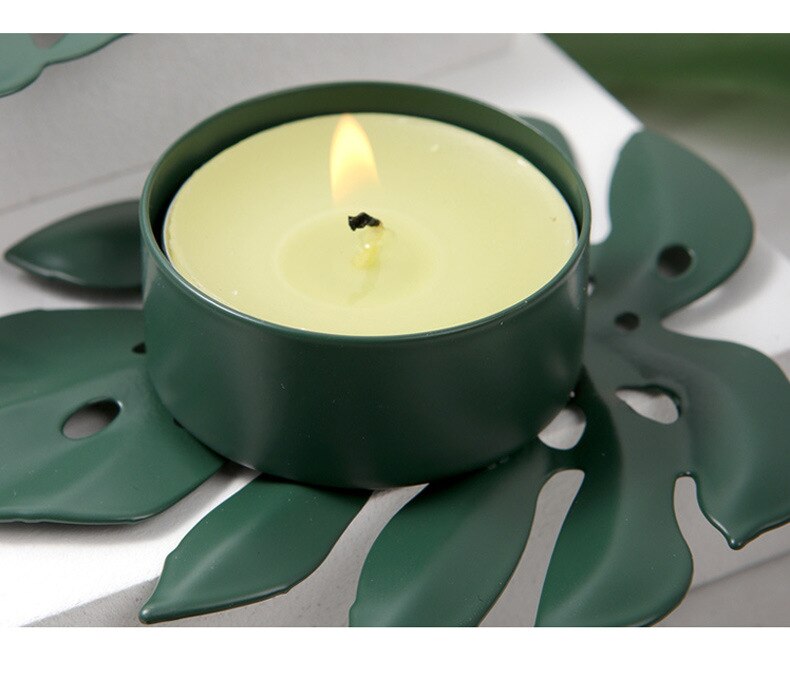 Metal Palm Leaf Candle Holder