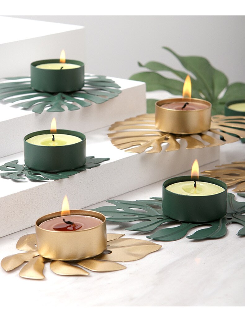 Metal Palm Leaf Candle Holder