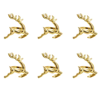Metal Reindeer Napkin Rings (6pcs)