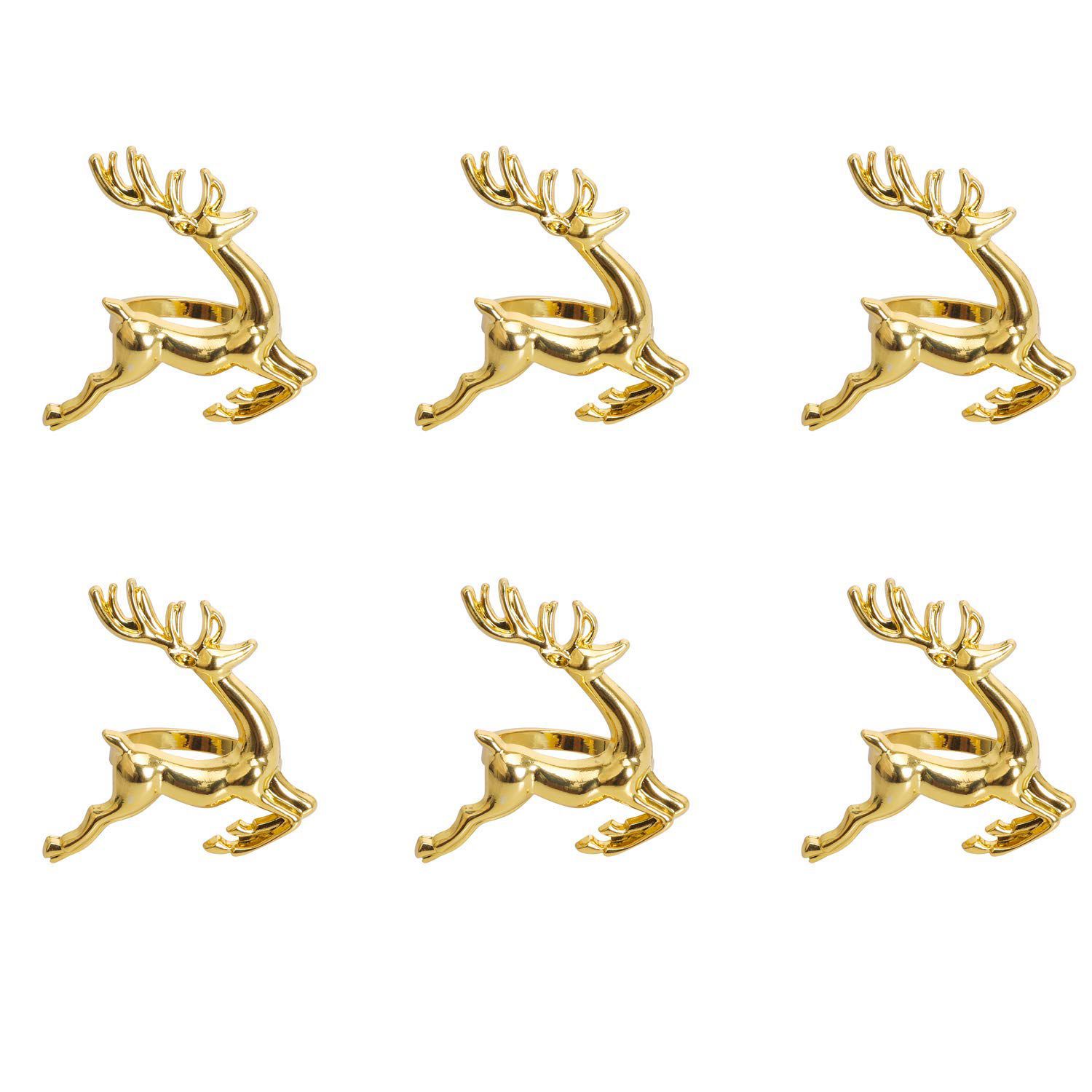 Metal Reindeer Napkin Rings (6pcs)