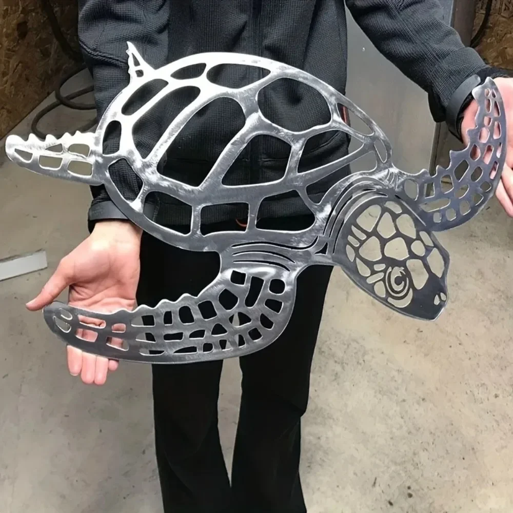 Metal Sea Turtle Ornament Beach Theme Decor Wall Art Decorations Wall Hanging For Indoor Living Room Decor Metal Turtle