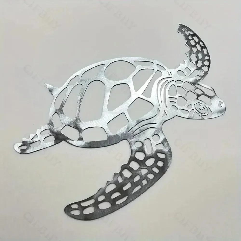 Metal Sea Turtle Ornament Beach Theme Decor Wall Art Decorations Wall Hanging For Indoor Living Room Decor Metal Turtle
