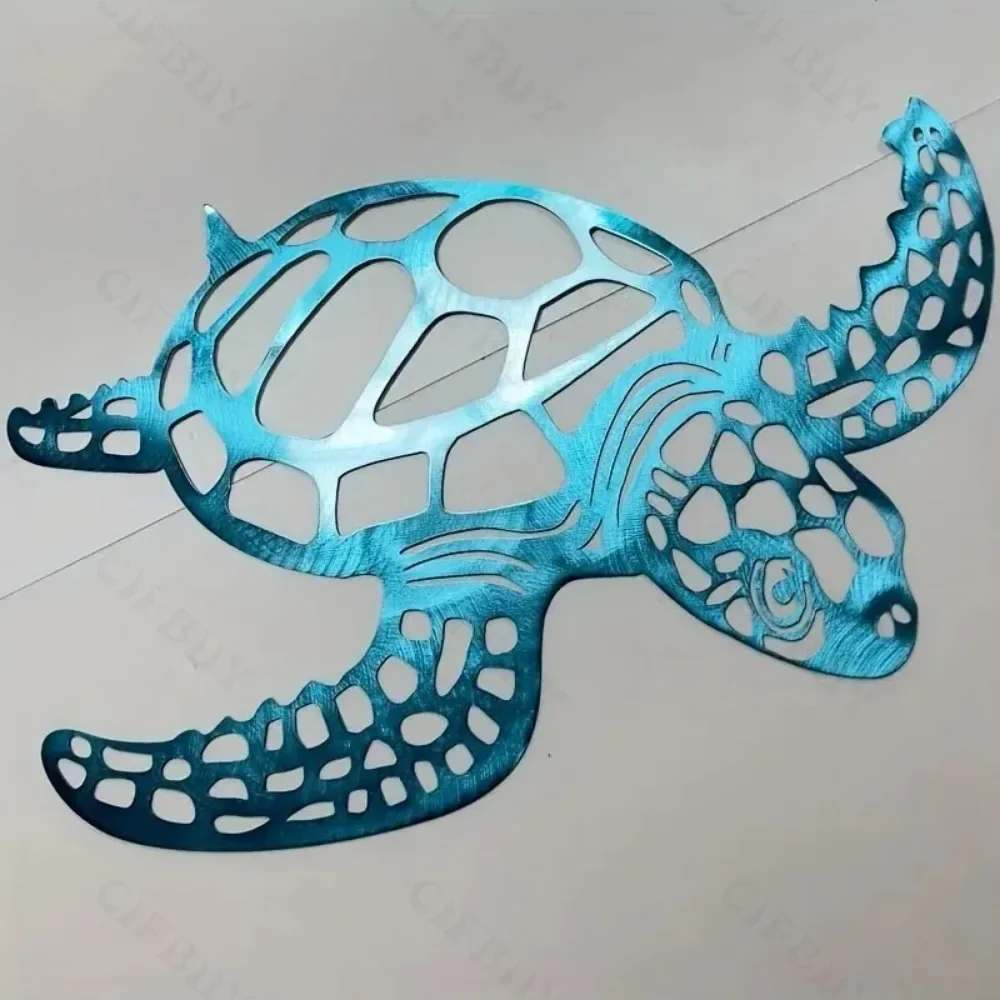 Metal Sea Turtle Ornament Beach Theme Decor Wall Art Decorations Wall Hanging For Indoor Living Room Decor Metal Turtle