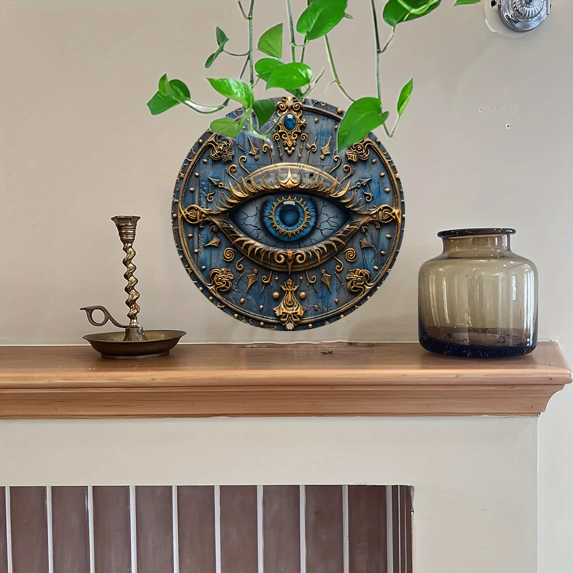 Metal Signage with All-Seeing Eye – Ancient Egyptian Wall Hanging Decoration, Living Dining Room -Pyramid Themed Home Metal Signage with All-Seeing Eye – Ancient Egyptian Wall Hanging Decoration, Living Dining Room -Pyramid Themed Home