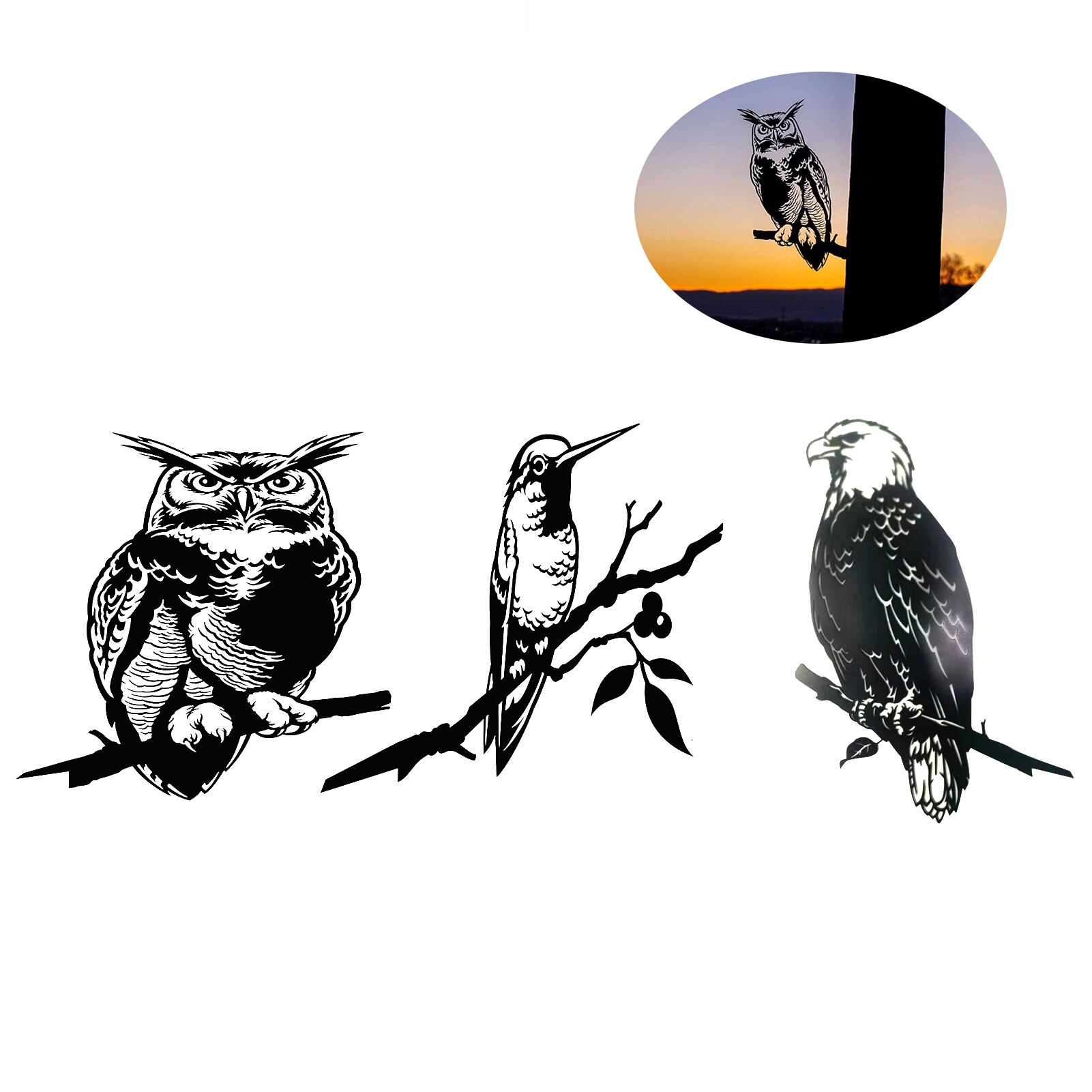 Metal Silhouette Bird Tree Ornament
