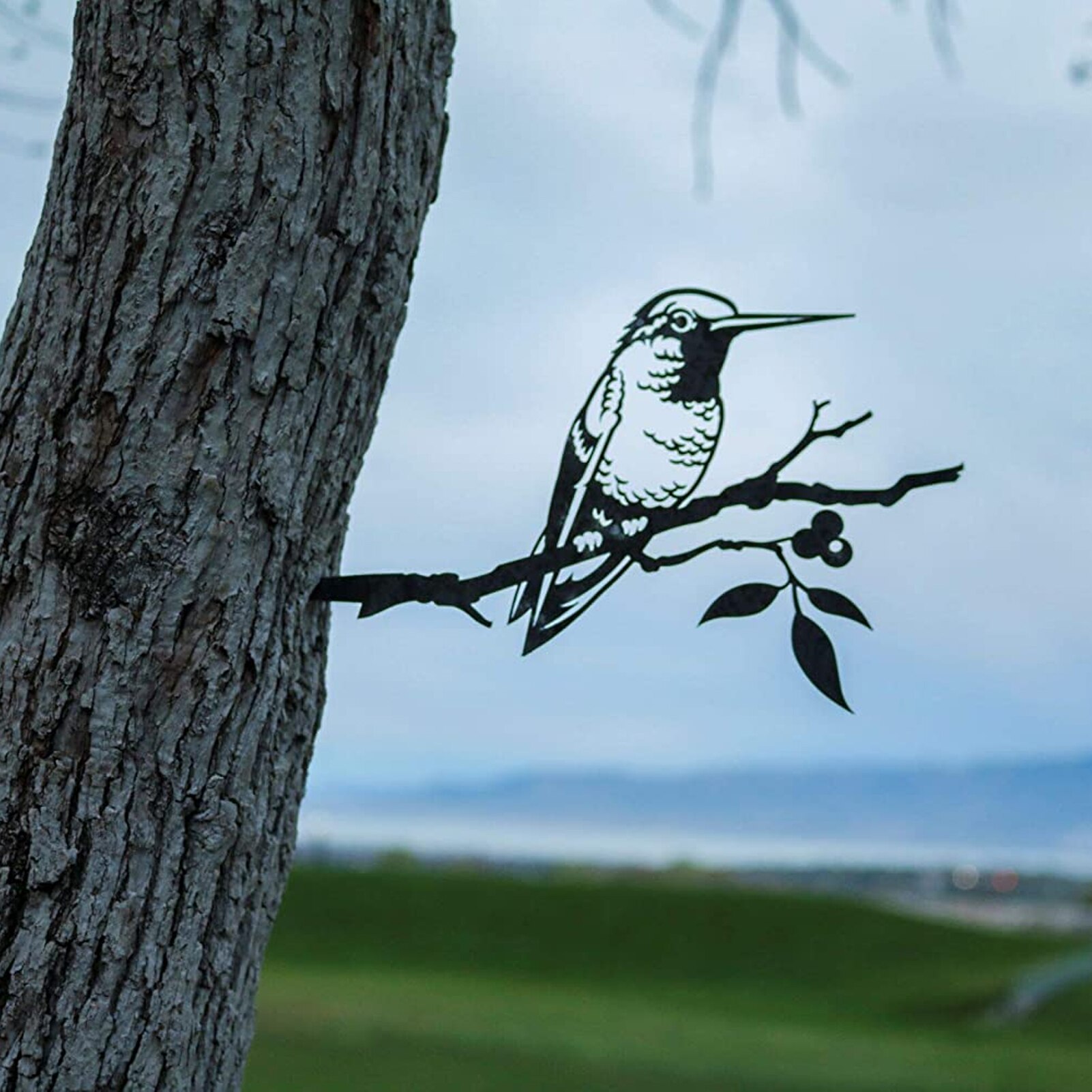 Metal Silhouette Bird Tree Ornament