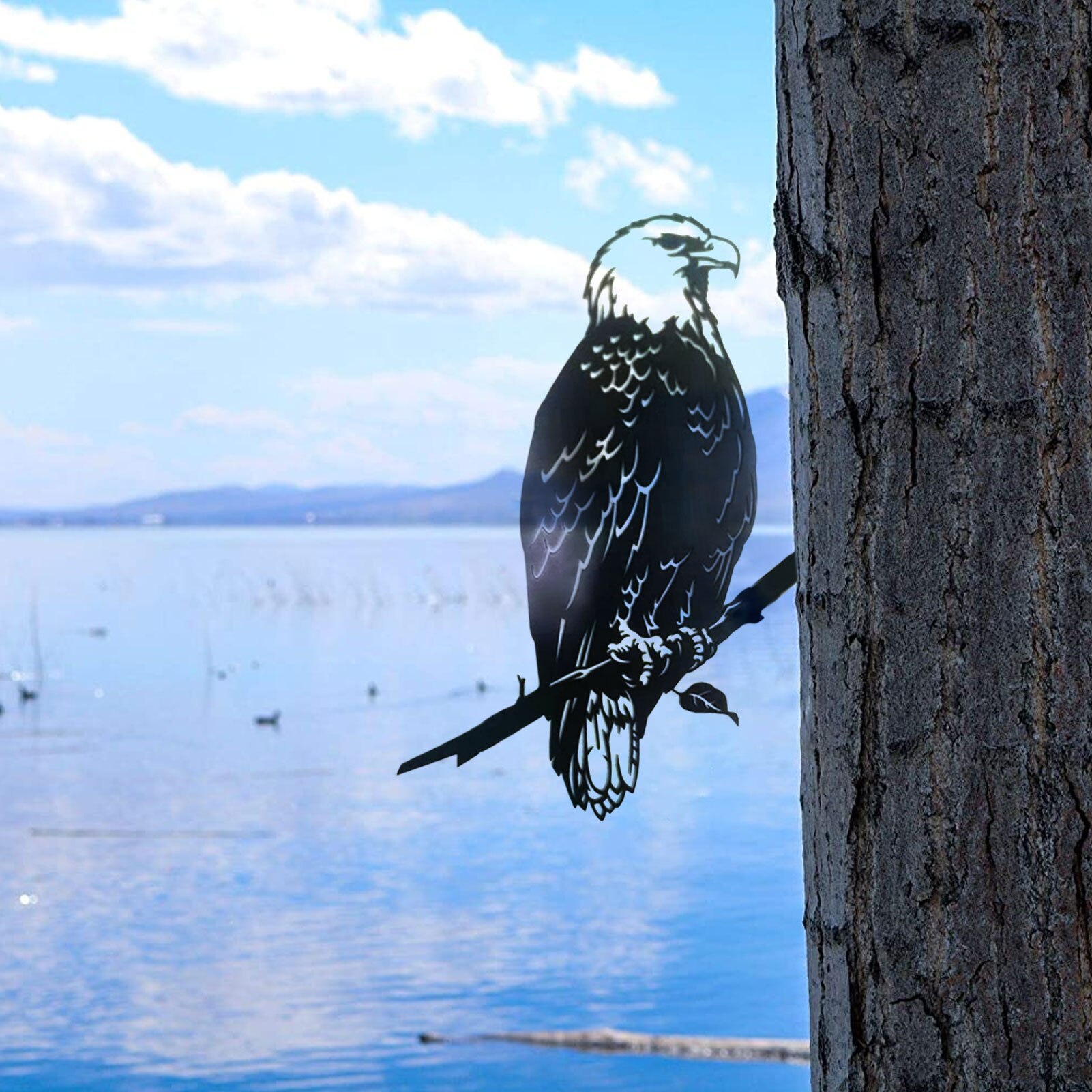 Metal Silhouette Bird Tree Ornament