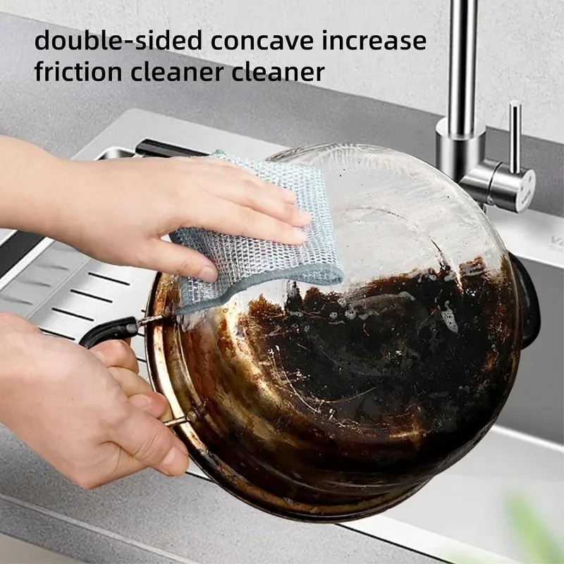 Metal Steel Wire Rags Cloth Home Kitchen Pot Pan Dishwashing Double-sided Dishcloth Cleaning Cloths Towel Scrubber Rag Metal Steel Wire Rags Cloth Home Kitchen Pot Pan Dishwashing Double-sided Dishcloth Cleaning Cloths Towel Scrubber Rag