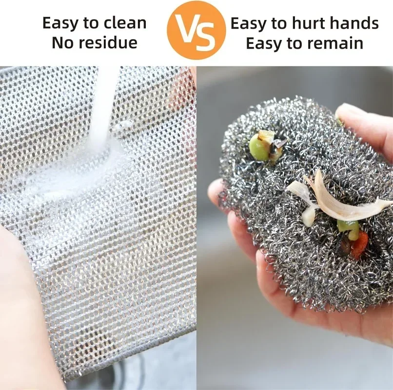 Metal Steel Wire Rags Cloth Home Kitchen Pot Pan Dishwashing Double-sided Dishcloth Cleaning Cloths Towel Scrubber Rag Metal Steel Wire Rags Cloth Home Kitchen Pot Pan Dishwashing Double-sided Dishcloth Cleaning Cloths Towel Scrubber Rag