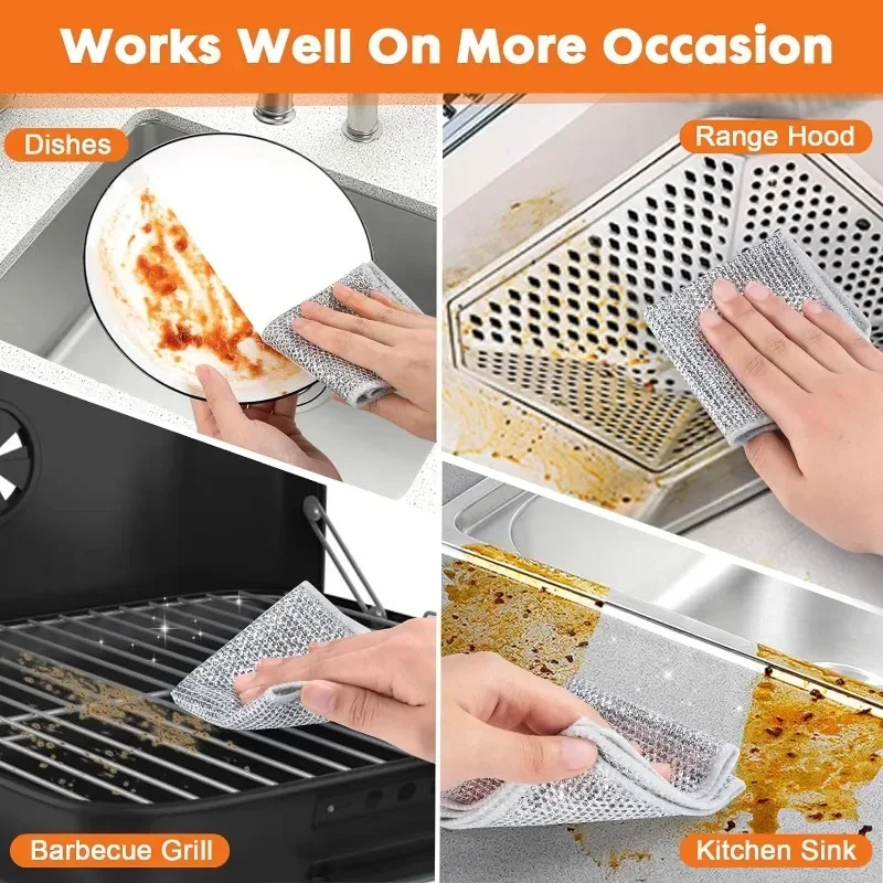 Metal Steel Wire Rags Cloth Home Kitchen Pot Pan Dishwashing Double-sided Dishcloth Cleaning Cloths Towel Scrubber Rag Metal Steel Wire Rags Cloth Home Kitchen Pot Pan Dishwashing Double-sided Dishcloth Cleaning Cloths Towel Scrubber Rag