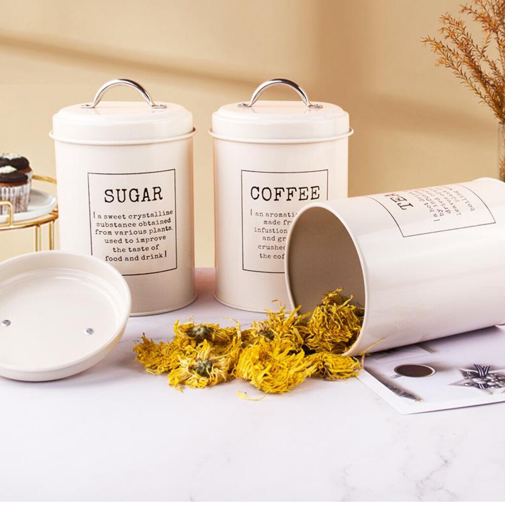 Metal Tea Sugar Canisters (3pcs)