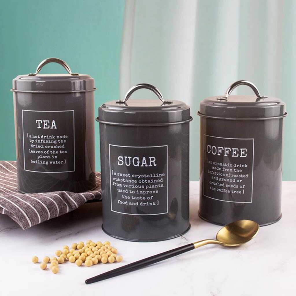 Metal Tea Sugar Canisters (3pcs)