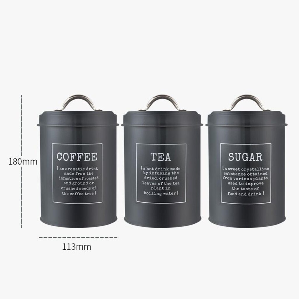 Metal Tea Sugar Canisters (3pcs)